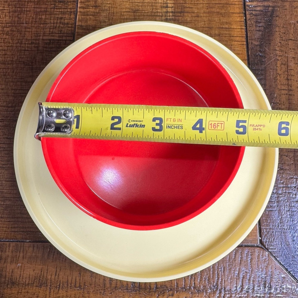 Vtg Heller Design By Massimo Vignelli, 2 Dinner Plates, 2 Bowls, Yellow & Red - Picture 7 of 8